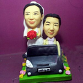 Personalized Ceramic Doll - Bride & Groom in Car